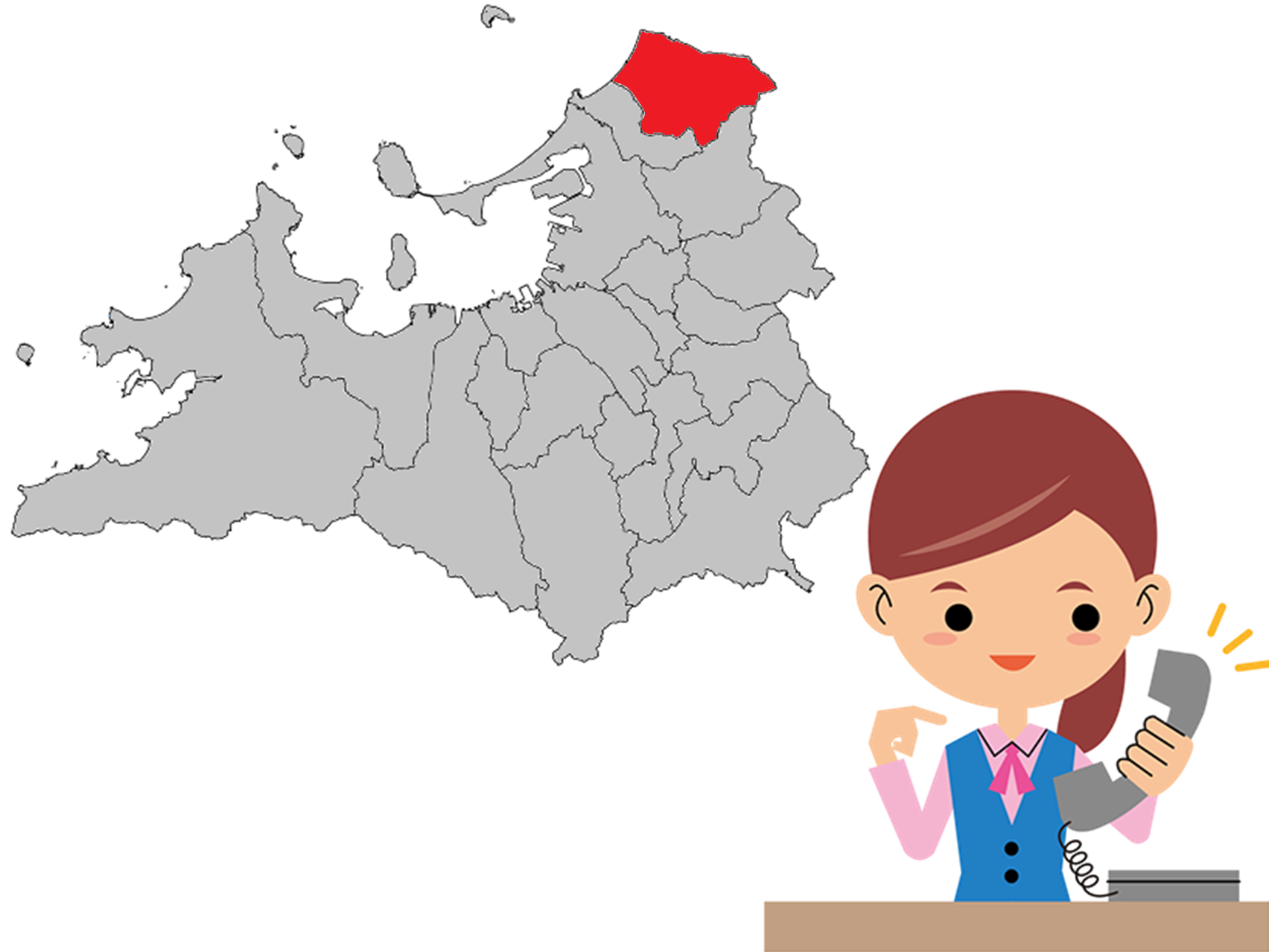 古賀市の地図のイラスト