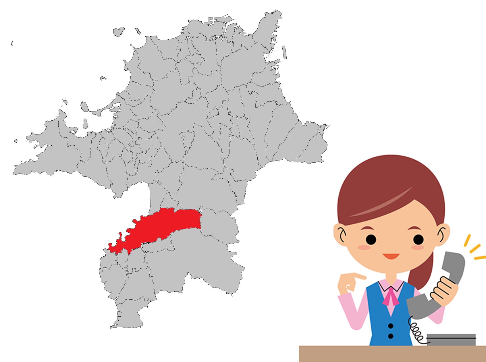 福岡県久留米市の地図のイラスト