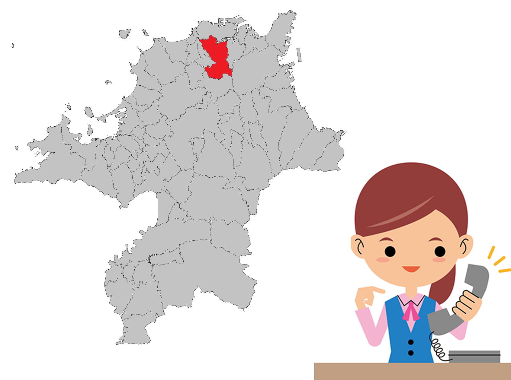 北九州市八幡西区の地図のイラスト