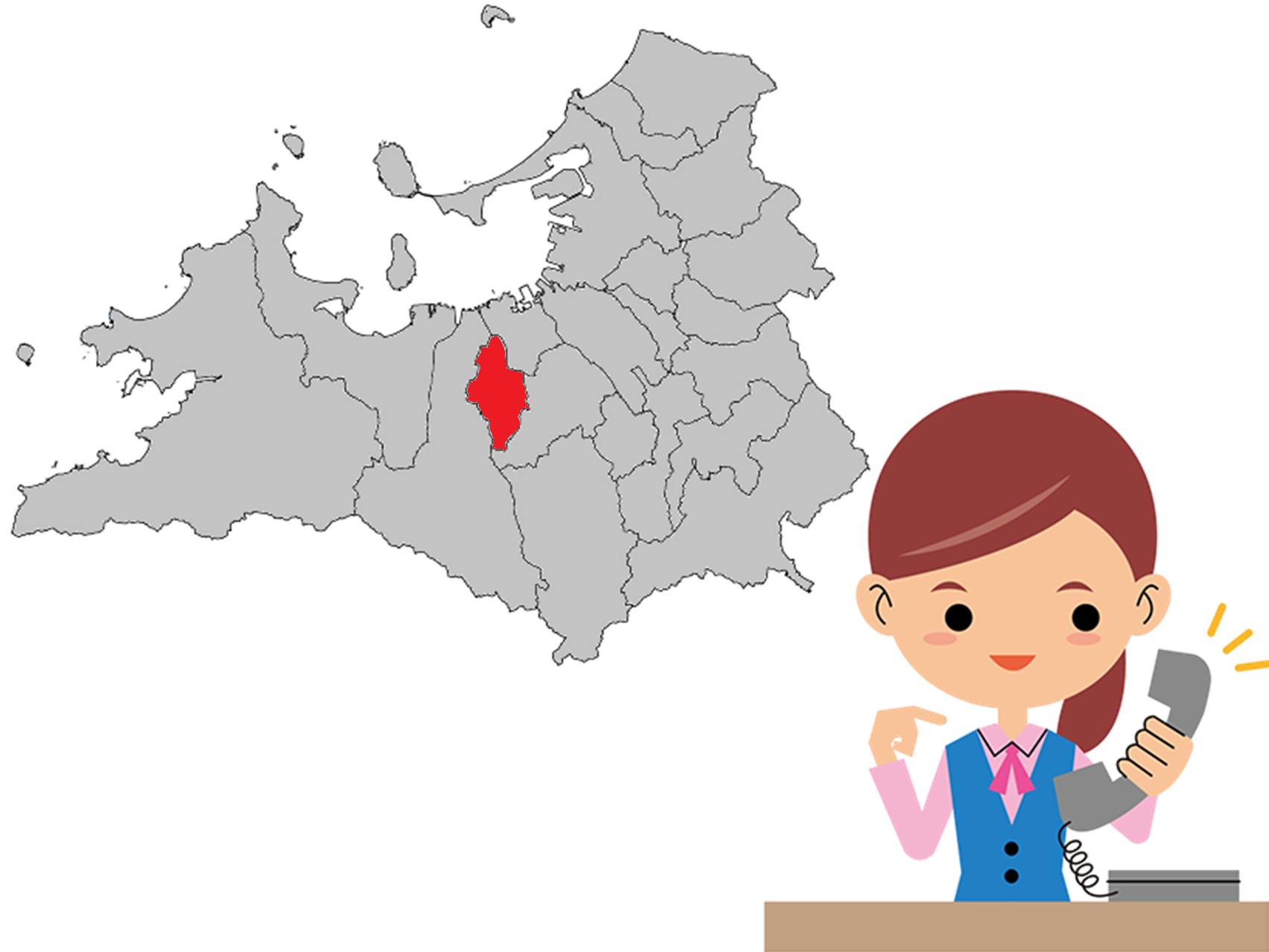 福岡市城南区の地図のイラスト