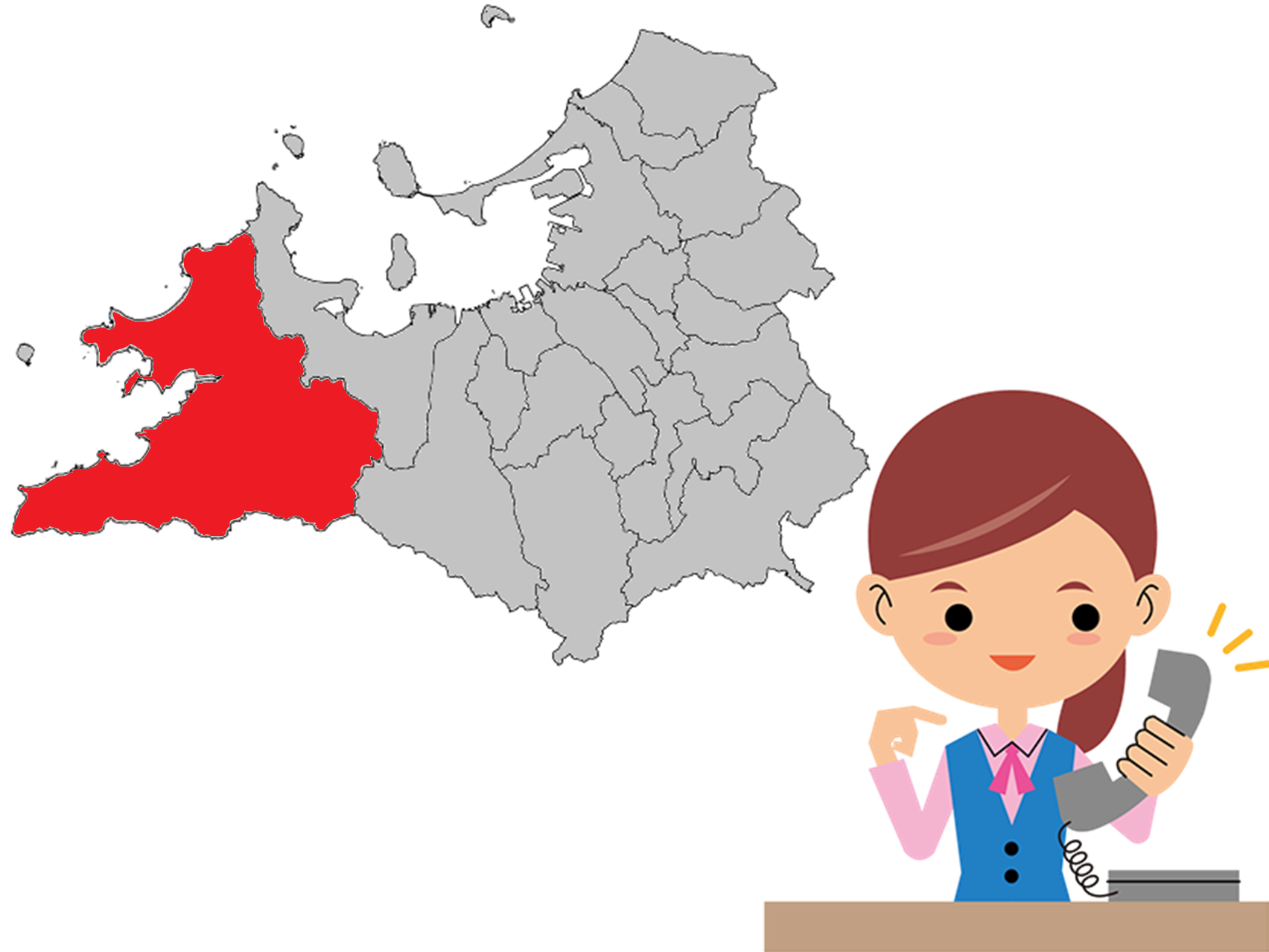 糸島市の地図のイラスト