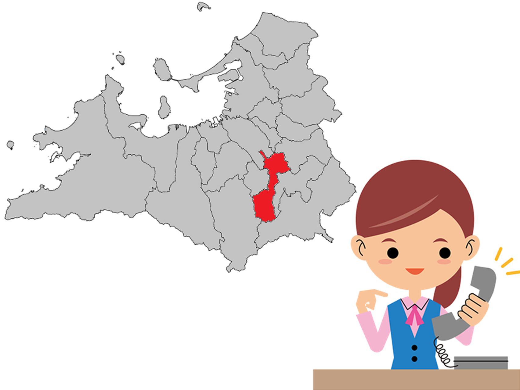 大野城市の地図のイラスト