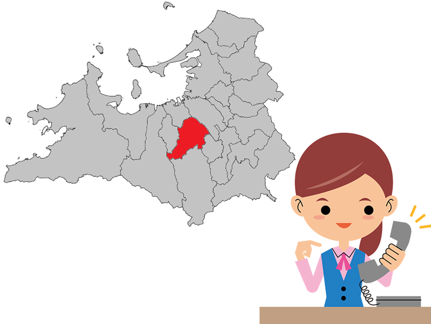 福岡市南区の地図のイラスト
