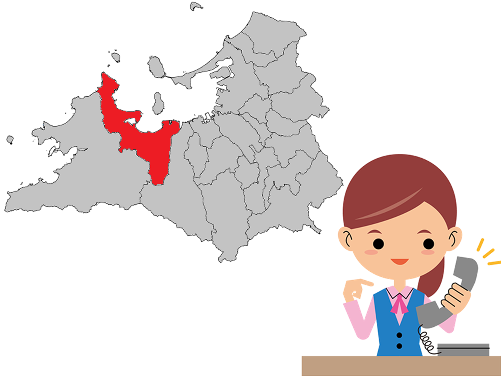 福岡市西区の地図のイラスト