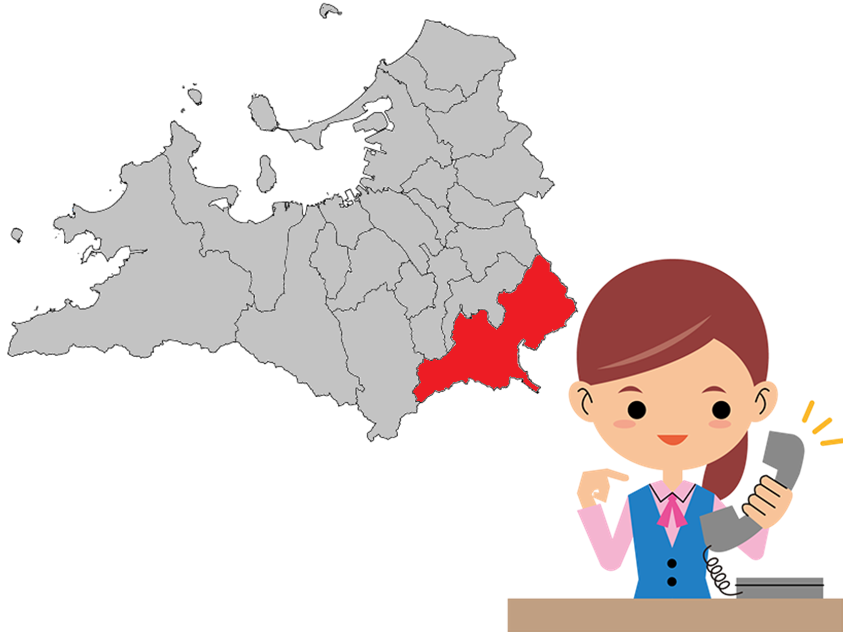 筑紫野市の地図のイラスト