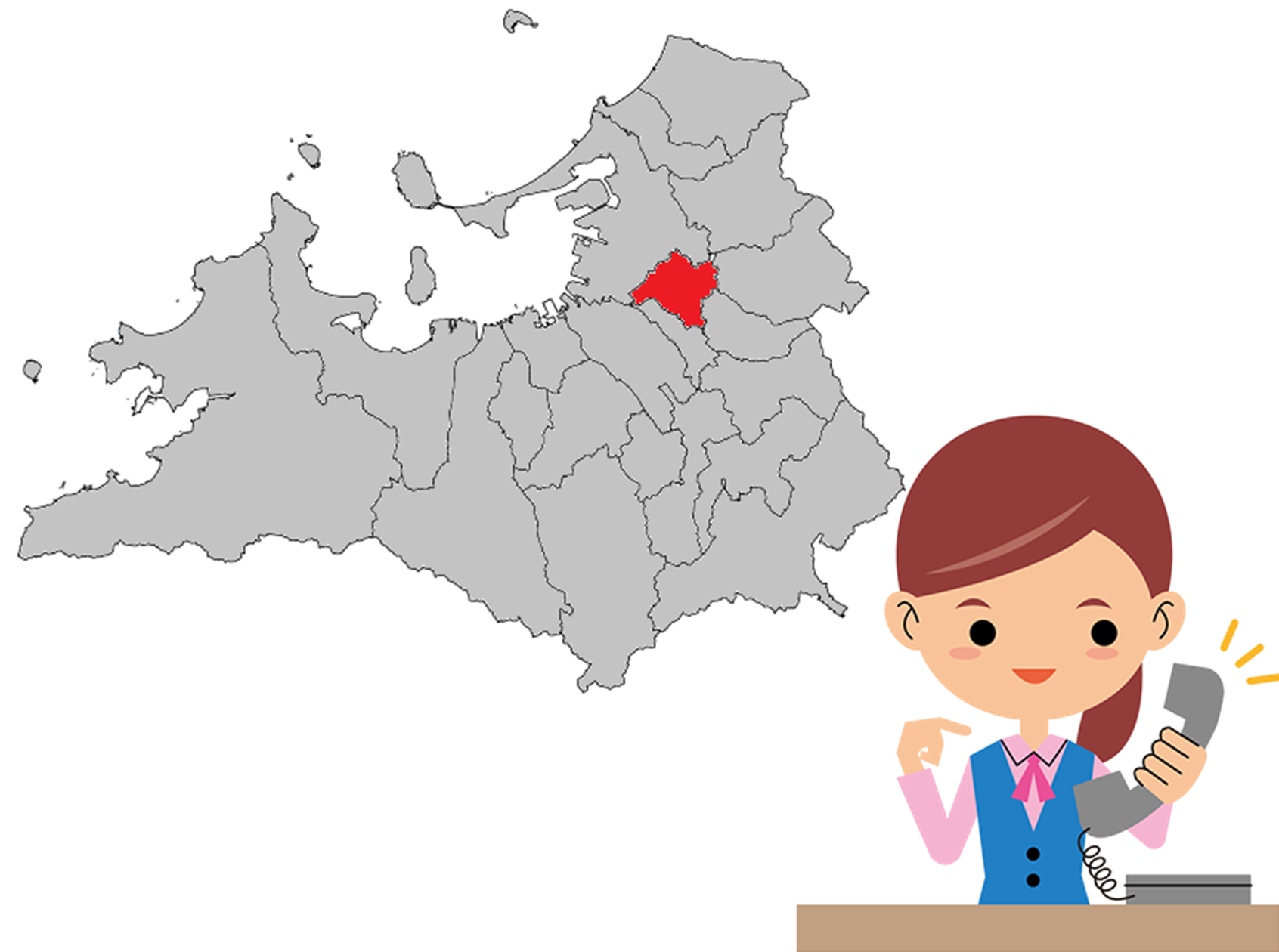 粕屋町の地図のイラスト