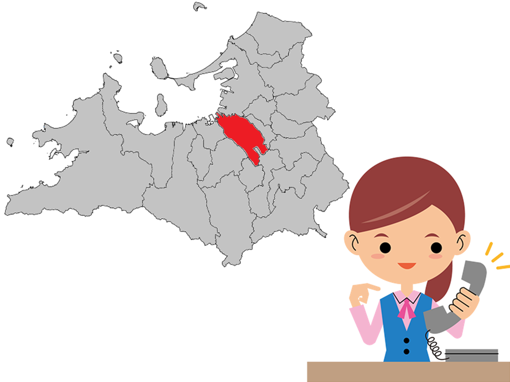福岡市博多区の地図のイラスト