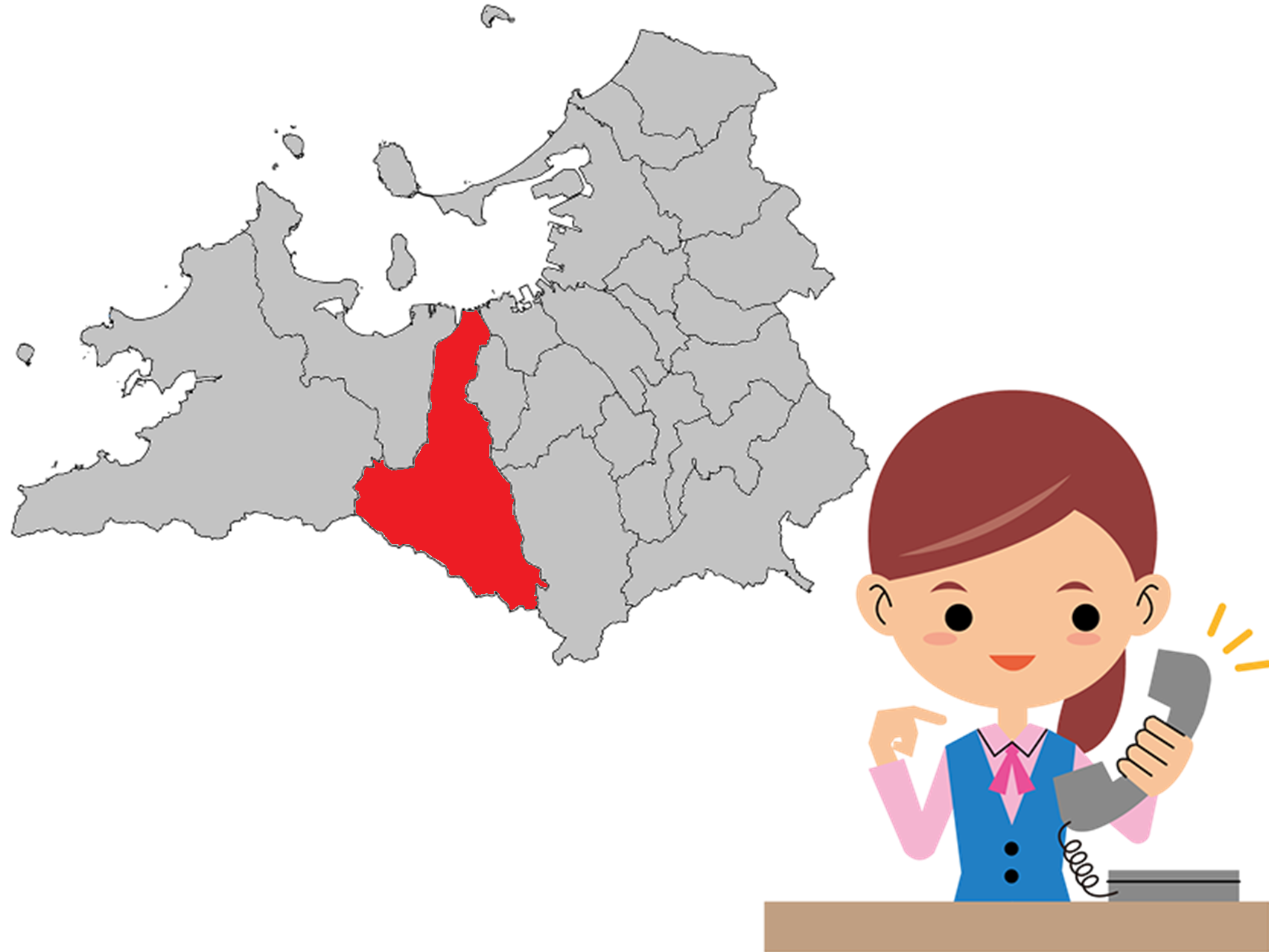 福岡市早良区の地図のイラスト