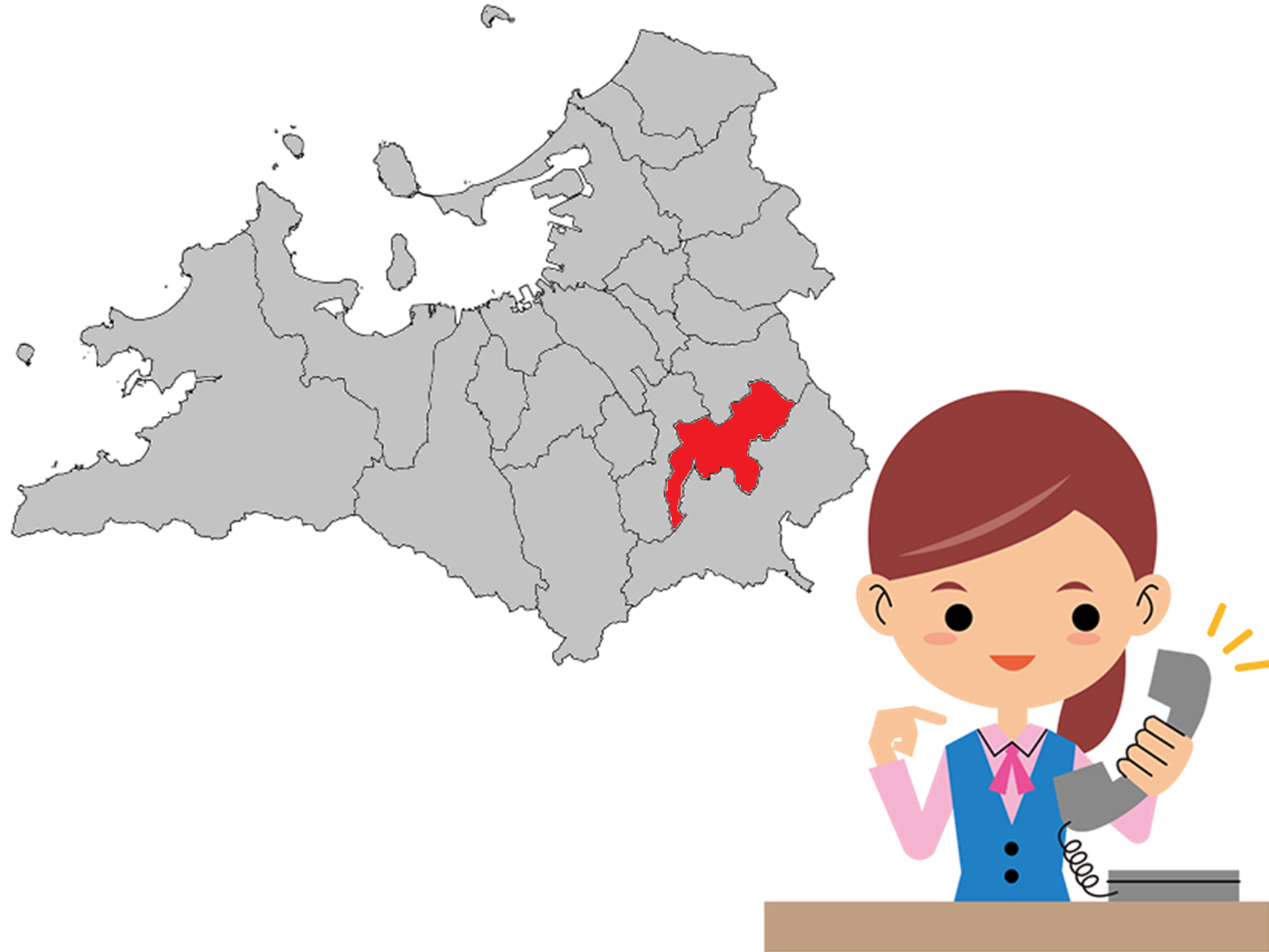 太宰府市の地図のイラスト