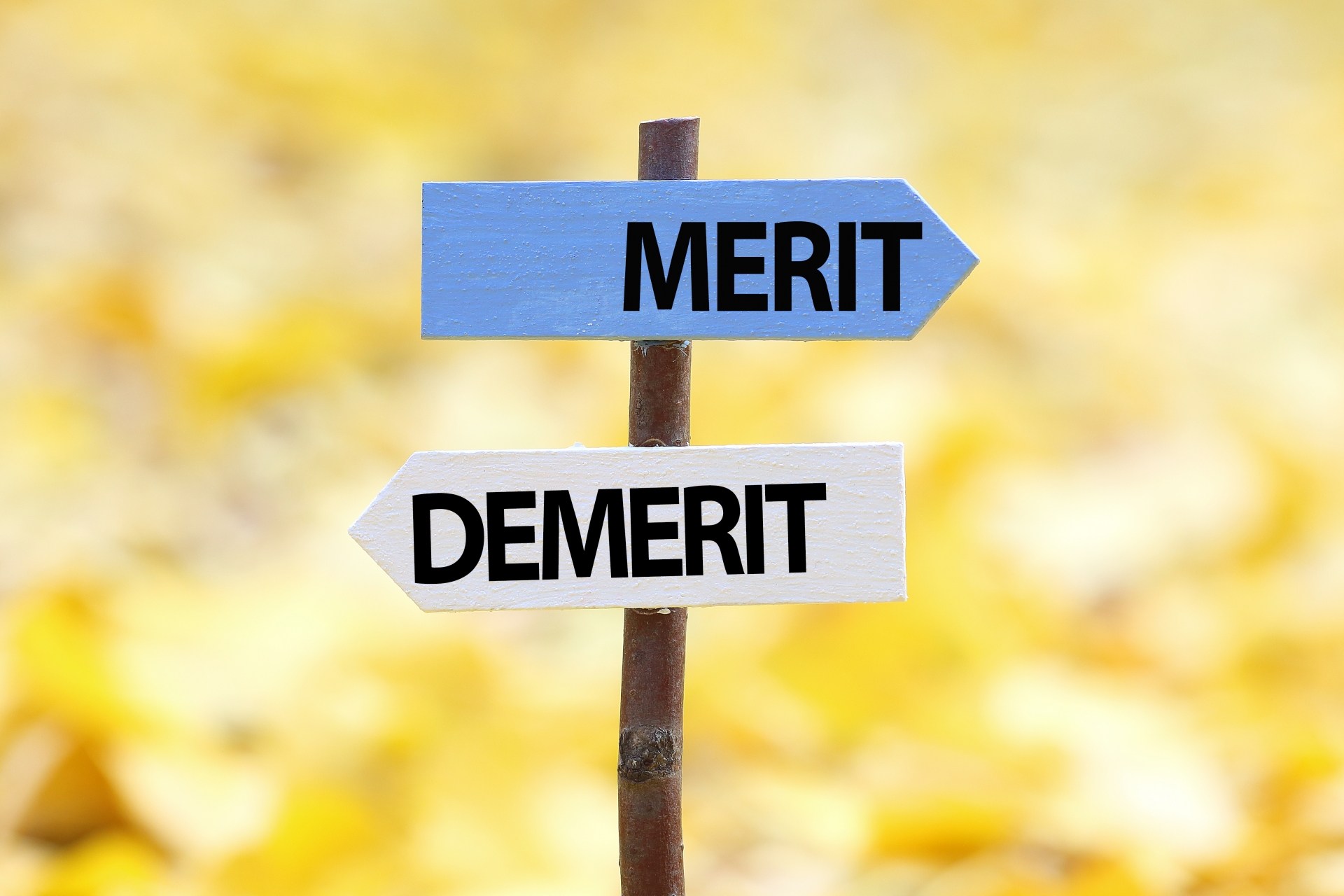 merit、demeritと書かれたイラスト