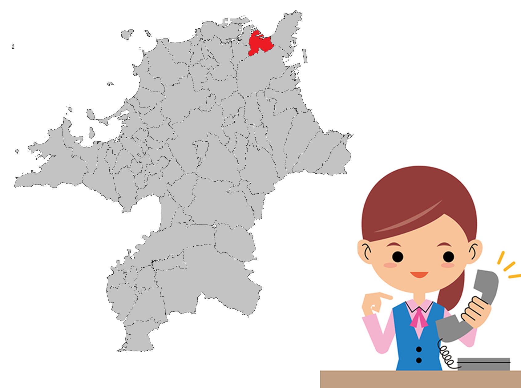 北九州市小倉北区の地図のイラスト