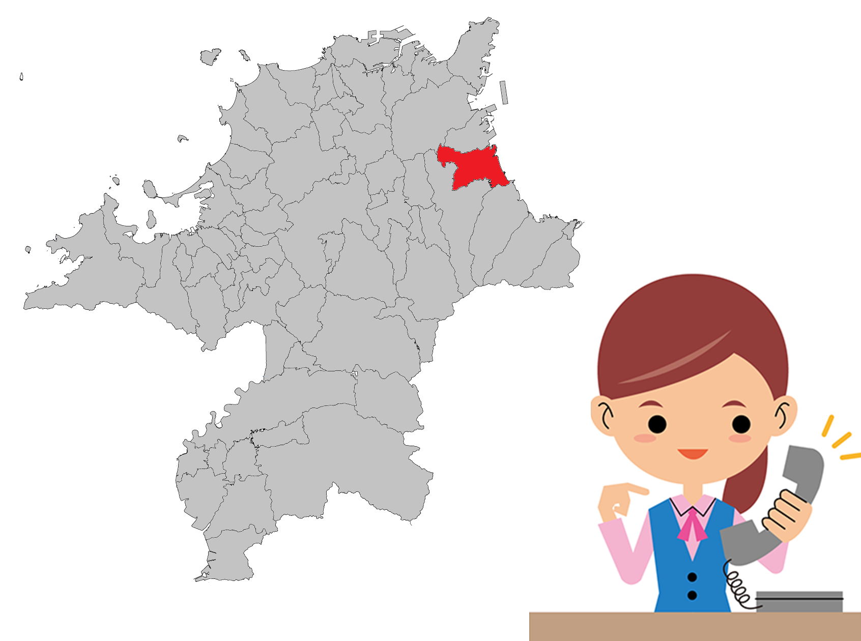 行橋市の地図のイラスト