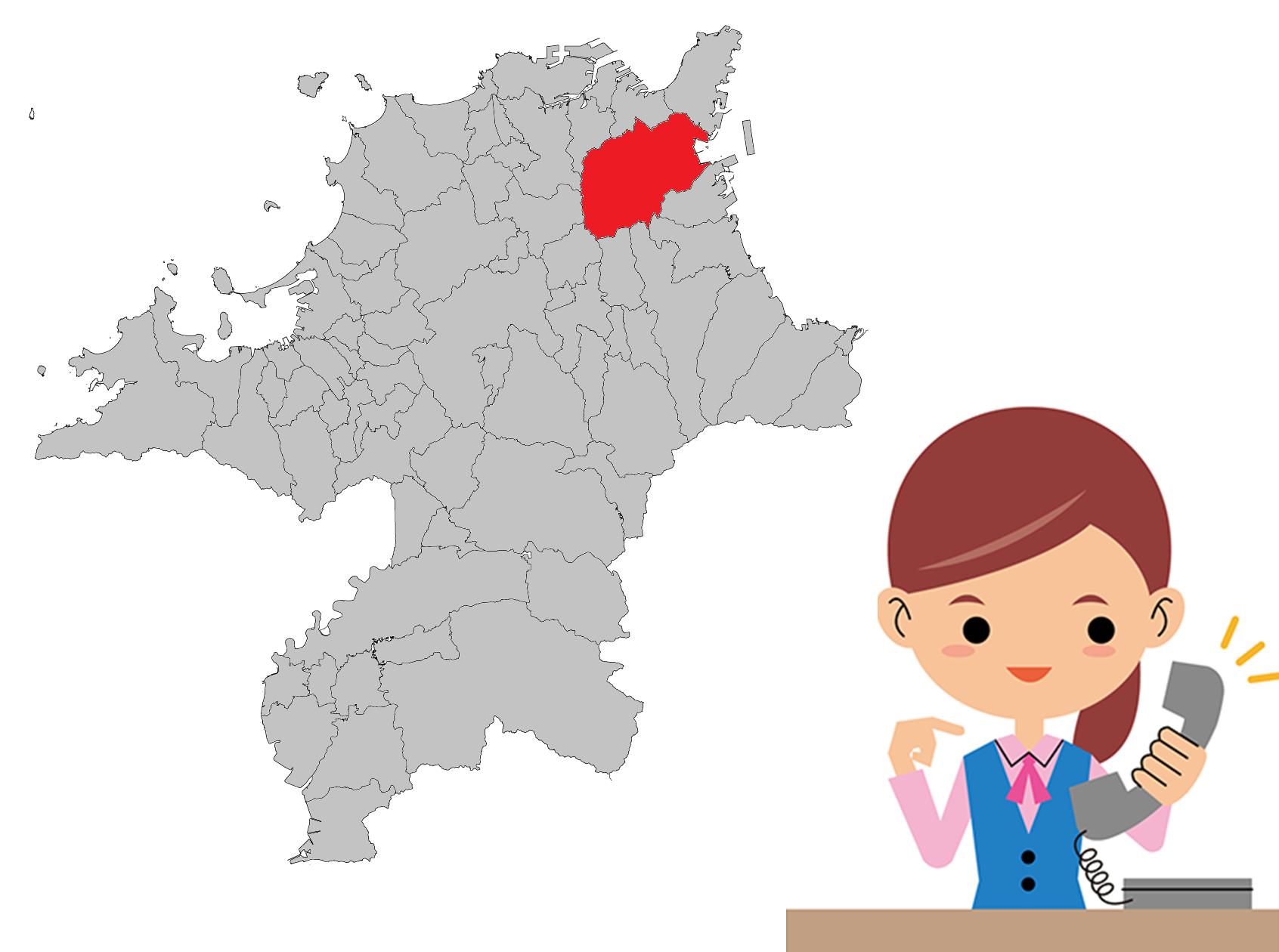 北九州市小倉南区の地図のイラスト