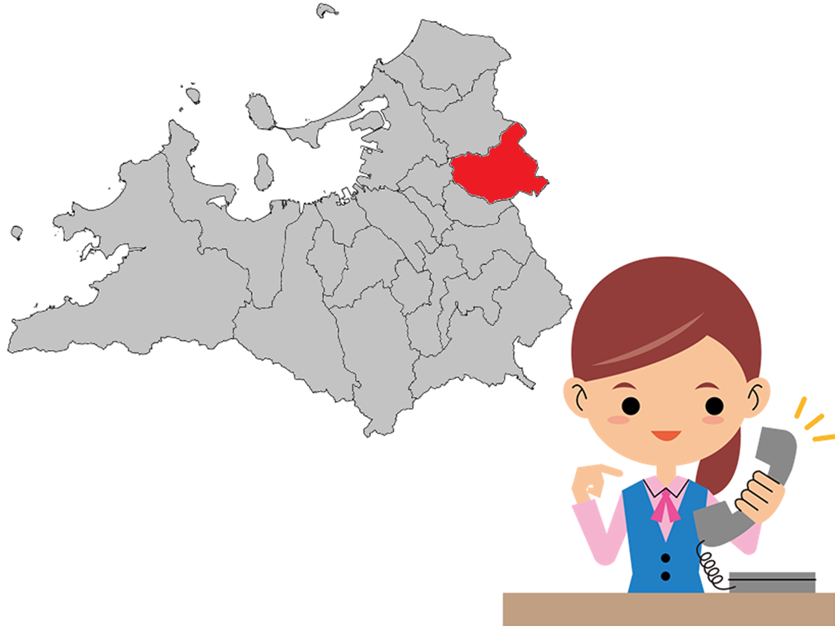 篠栗町の地図のイラスト