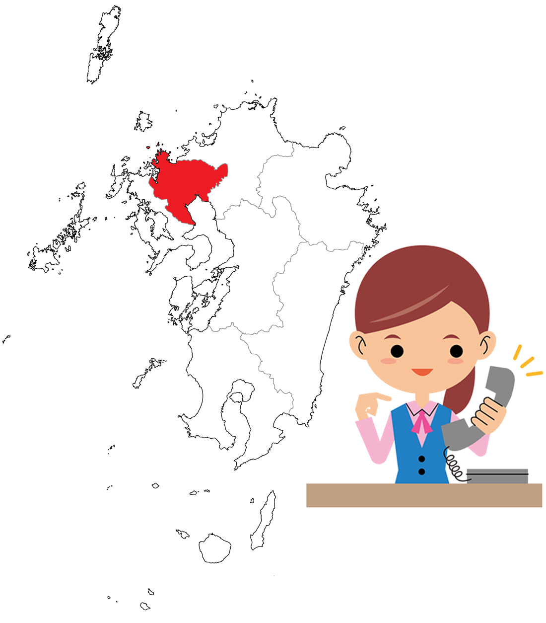 佐賀県の地図のイラスト